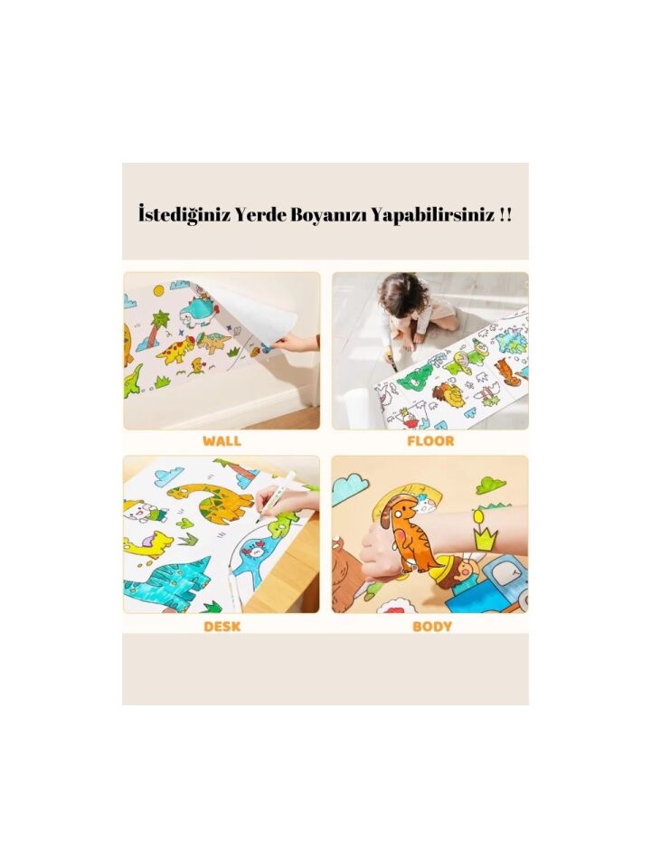 Yapışkanlı Boyama Rulosu Büyük Hayvanlar 200X30 Cm