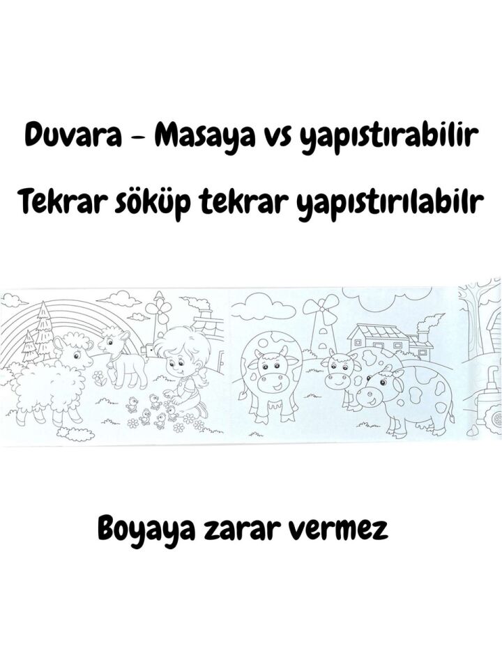 Yapışkanlı Boyama Rulosu Çiftlik 86X20 cm
