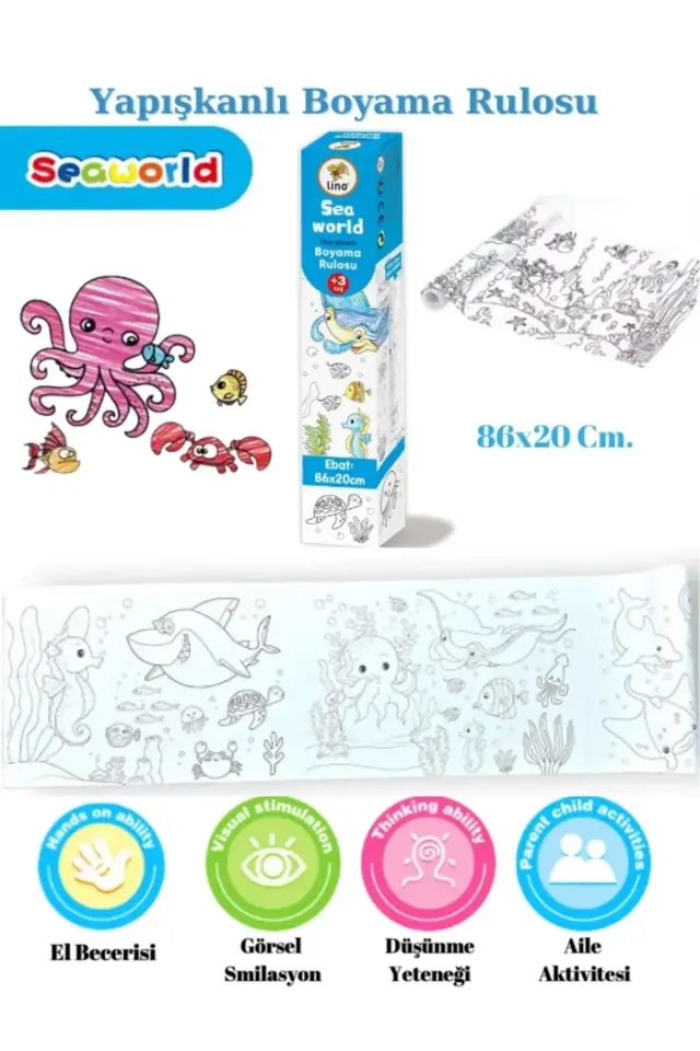 Yapışkanlı Boyama Rulosu Sea World 86X20 Cm