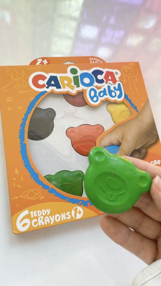 Carioca Teddy Şekilli Kirletmeyen Mum Boyalar 6’lı