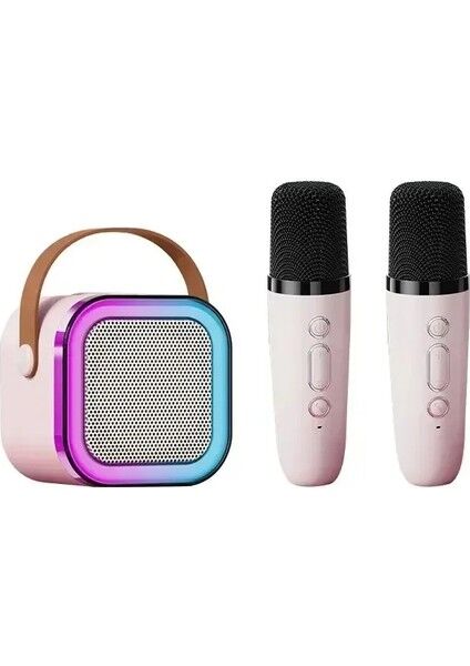 Taşınabilir Bluetooth Bağlantılı 2 Mikrofonlu Karaoke Seti  Çift Mikrofonlu Hoparlörlü Karaoke Set