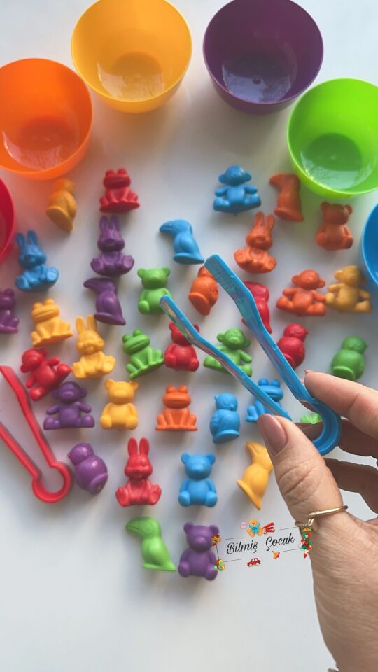 Montessori Eğitici Eğlenceli Sevimli Hayvanlar Aktarım Seti 44 Parça