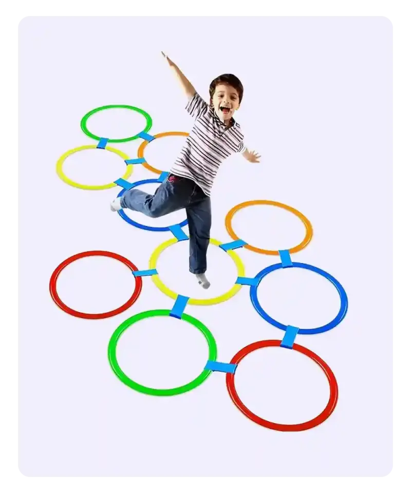 Seksek Halka Oyunu Seti 22 Parça – Anaokulu ve Açık Hava Bahçe Aktivite Eğitim Çemberi 27 Cm
