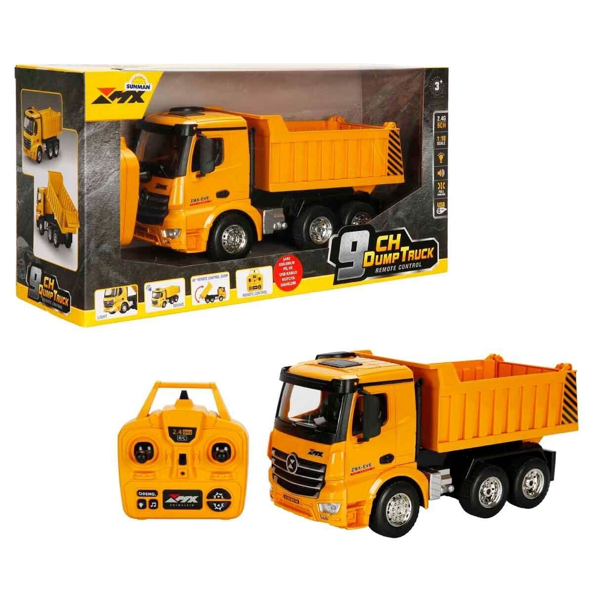 DAMPERLİ KAMYON FF IŞIKLI 9CH 3 7V USB 2 4GHZ