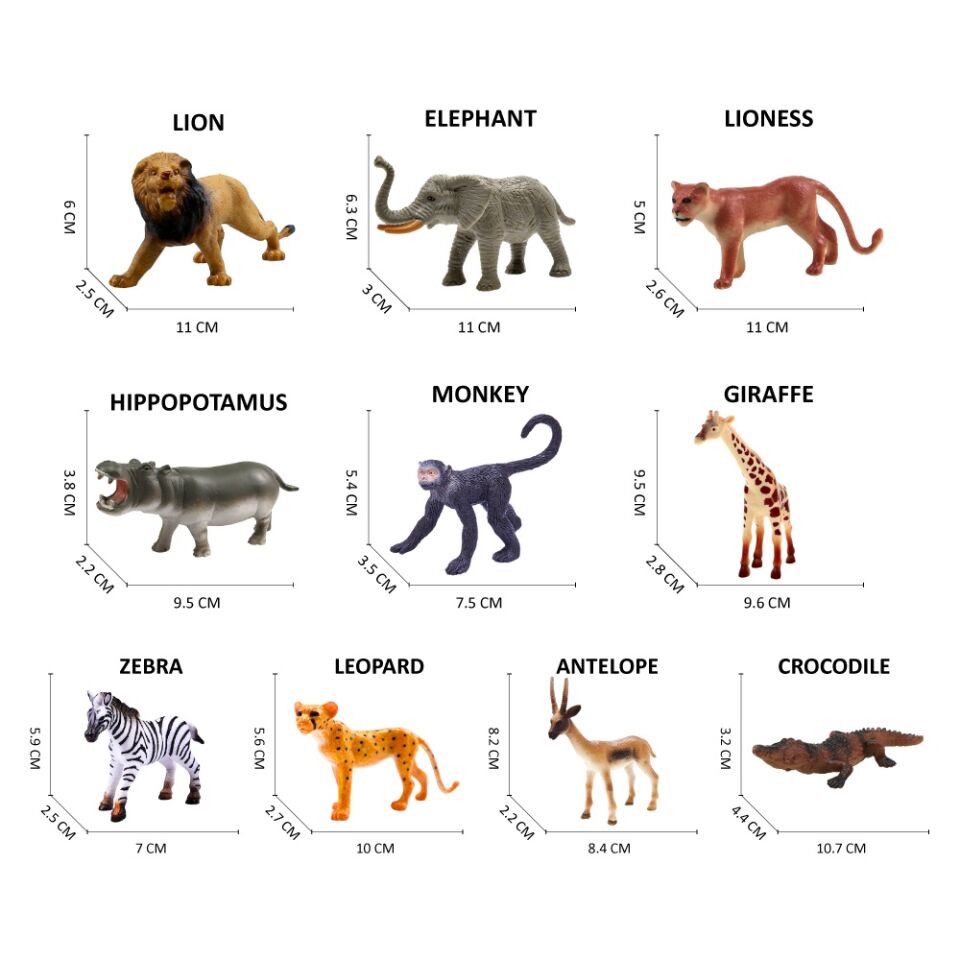 Vahşi Safari Hayvanları Seti 10 Parça Kutulu