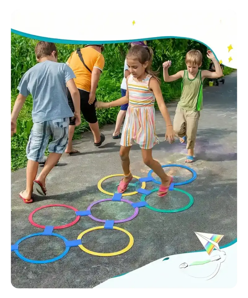 Seksek Halka Oyunu Seti 22 Parça – Anaokulu ve Açık Hava Bahçe Aktivite Eğitim Çemberi 27 Cm