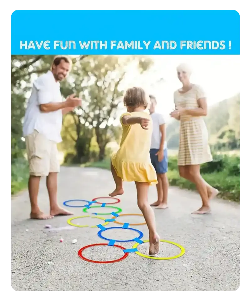 Seksek Halka Oyunu Seti 22 Parça – Anaokulu ve Açık Hava Bahçe Aktivite Eğitim Çemberi 27 Cm
