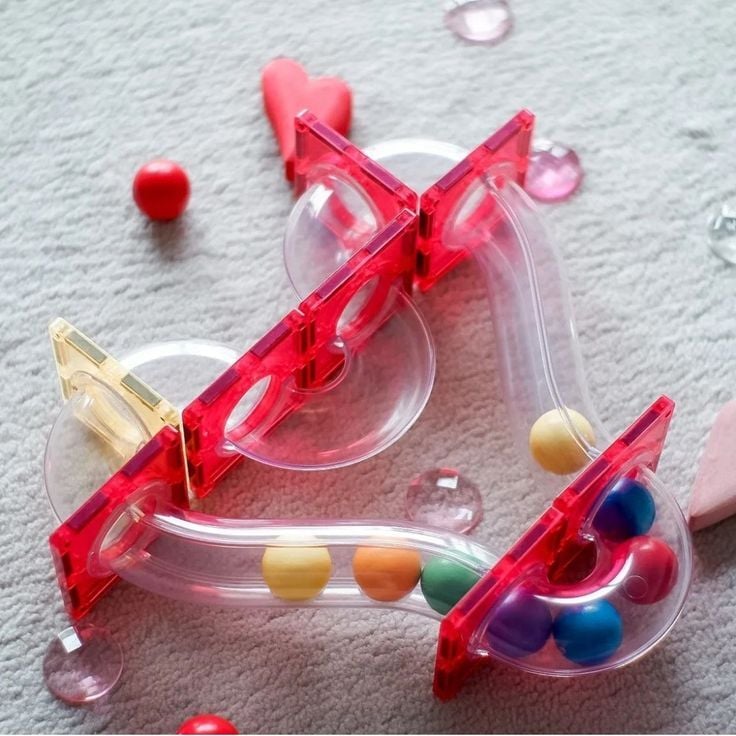 Manyetik Pimli Şeffaf Borulu Kaydırak Borulu Yapı Blok 210 Parça Magnetic Tiles