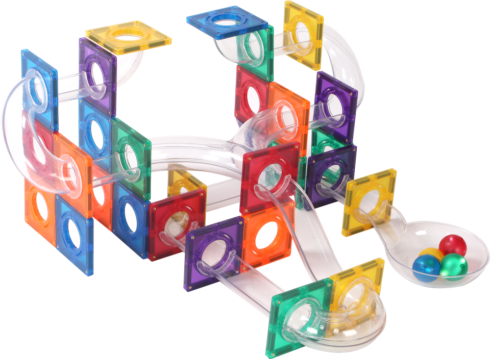 Manyetik Pimli Şeffaf Borulu Kaydırak Borulu Yapı Blok 210 Parça Magnetic Tiles