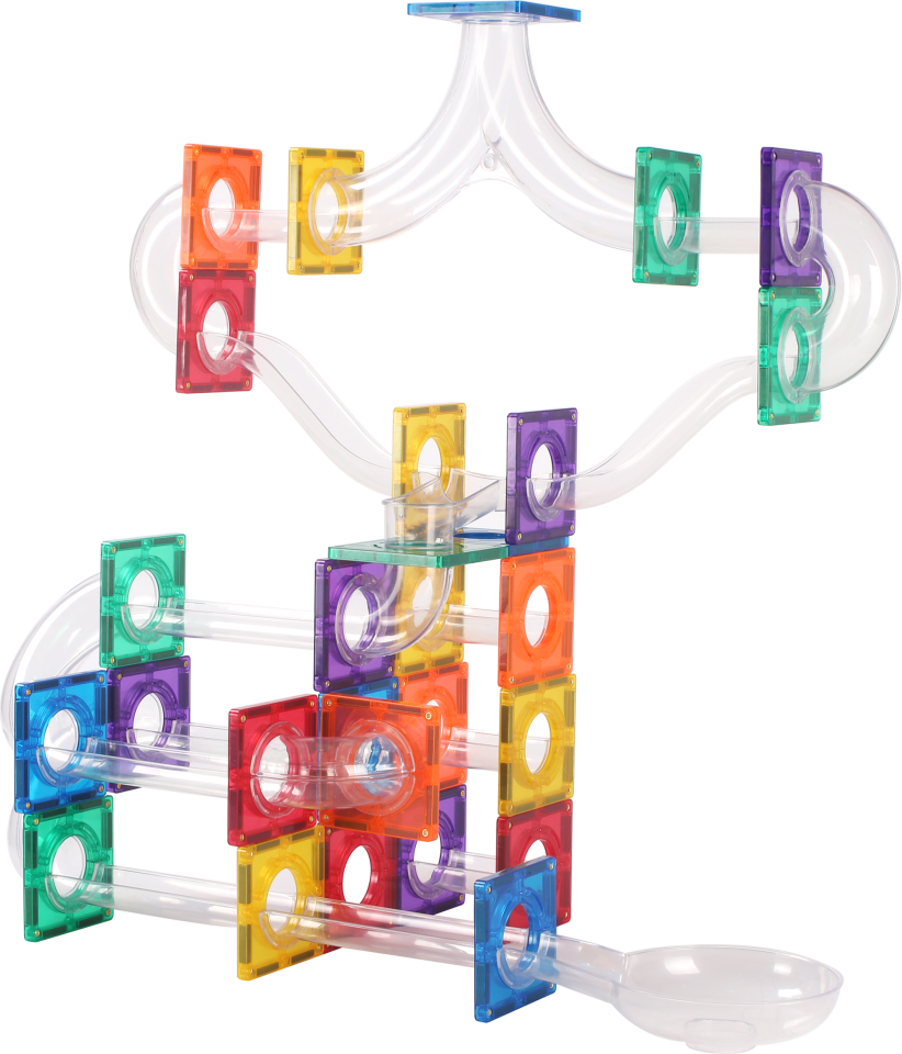 Manyetik Pimli Şeffaf Borulu Kaydırak Borulu Yapı Blok 210 Parça Magnetic Tiles