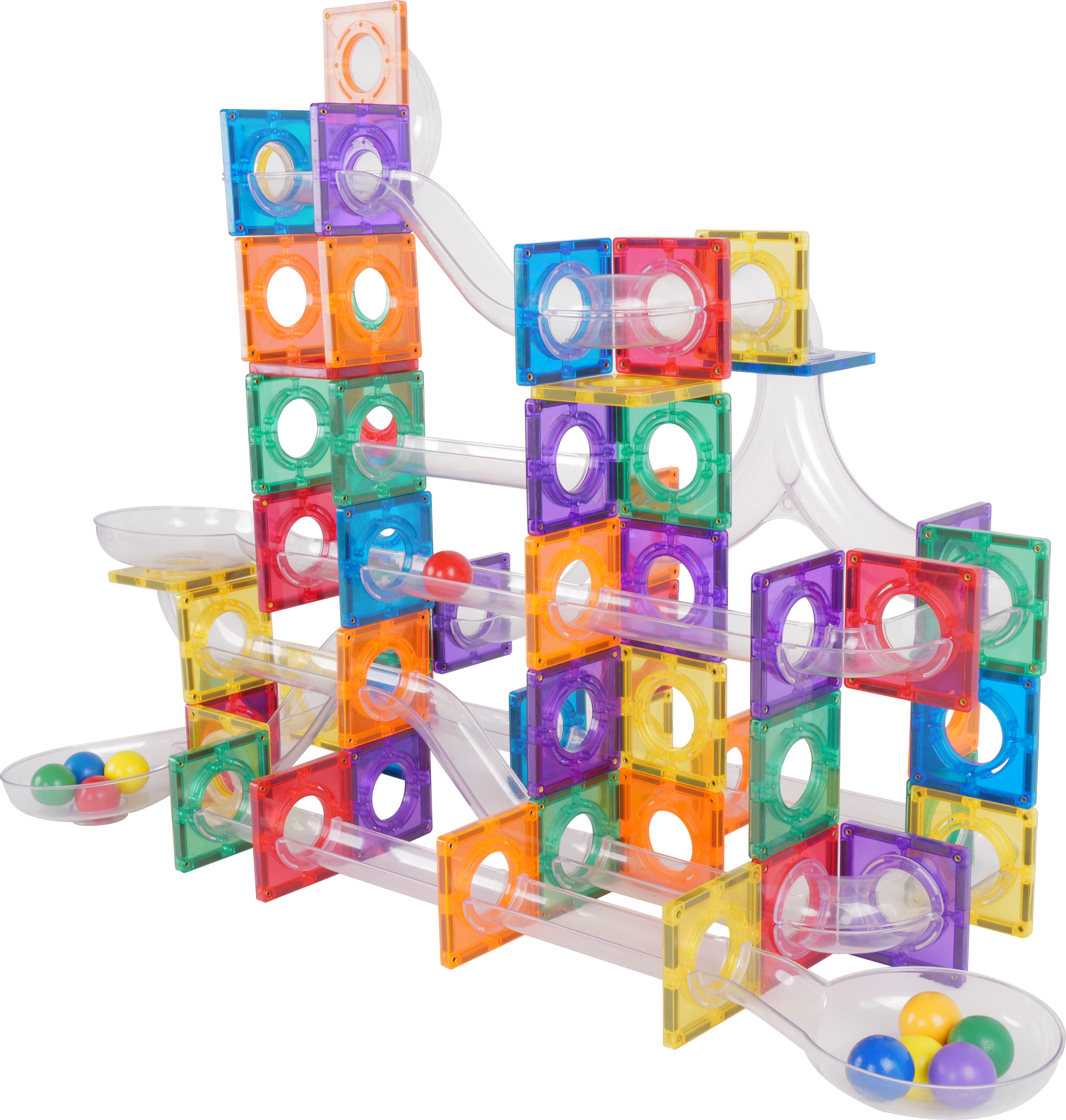 Manyetik Pimli Şeffaf Borulu Kaydırak Borulu Yapı Blok 210 Parça Magnetic Tiles