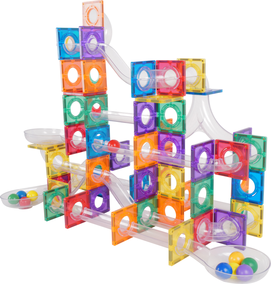 Manyetik Pimli Şeffaf Borulu Kaydırak Borulu Yapı Blok 210 Parça Magnetic Tiles