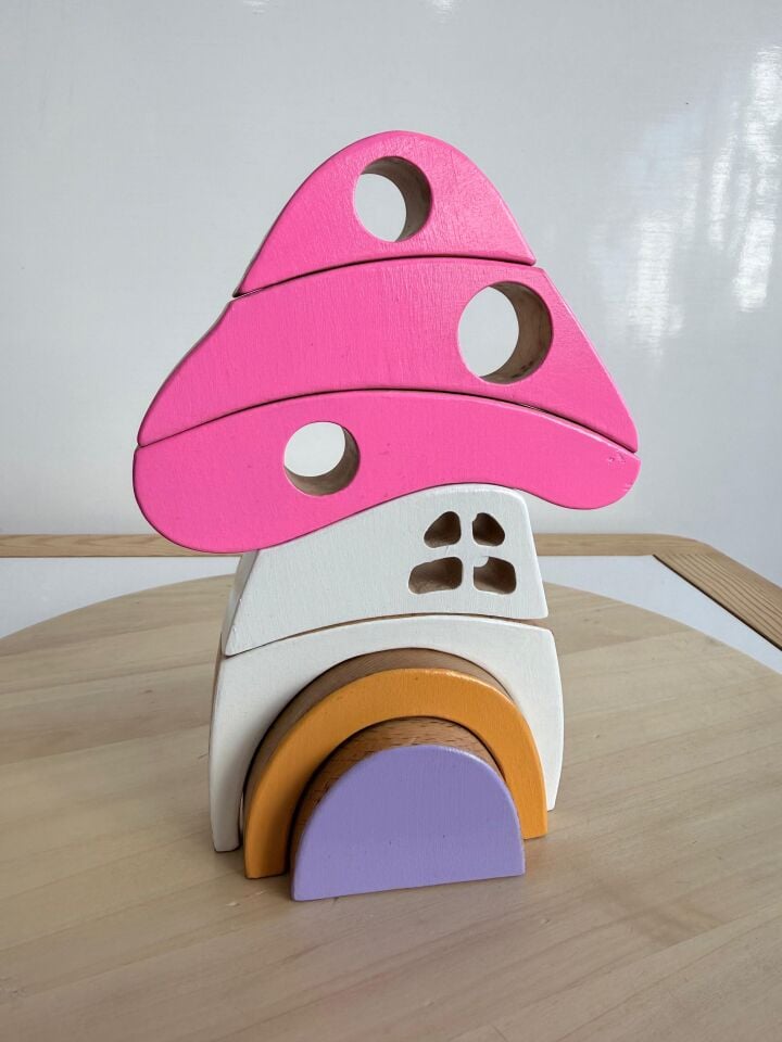 Waldorf Ahşap Mantar Ev  (20x15 cm)