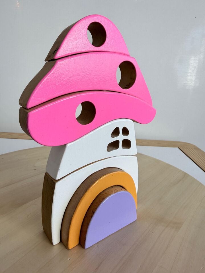 Waldorf Ahşap Mantar Ev  (20x15 cm)