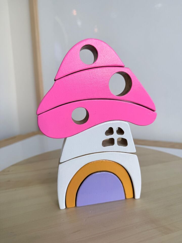 Waldorf Ahşap Mantar Ev  (20x15 cm)