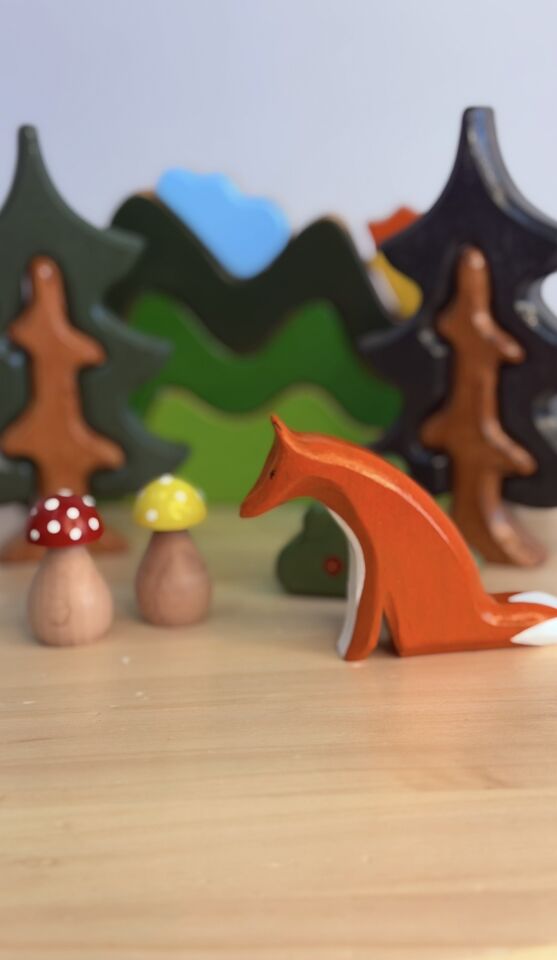 Waldorf Ahşap Tilki Aile seti 3'lü set