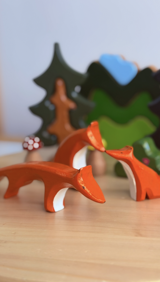 Waldorf Ahşap Tilki Aile seti 3'lü set