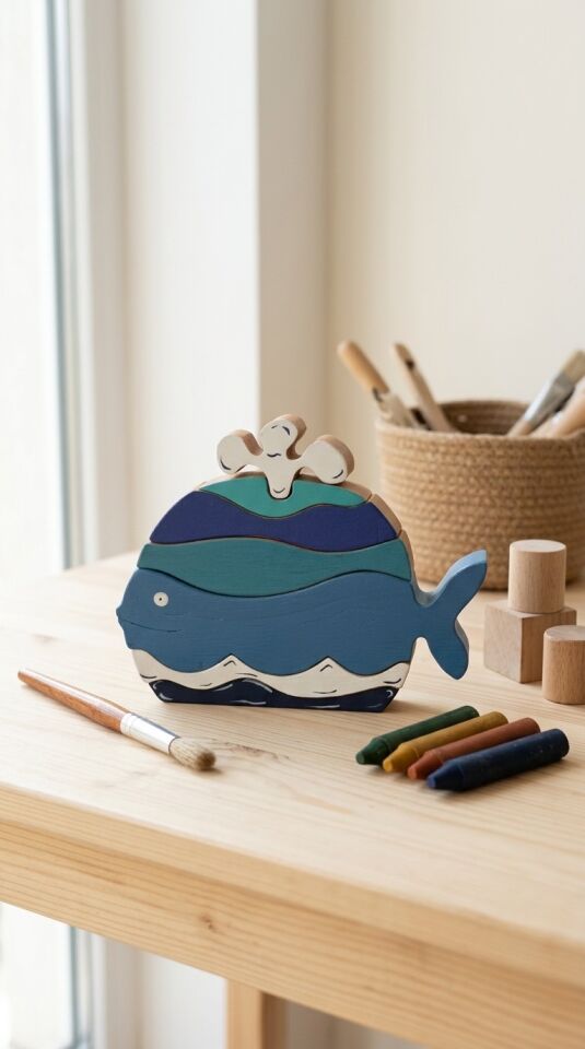 Waldorf Ahşap Su Fışkırtan Balina (17cmx14 cm)