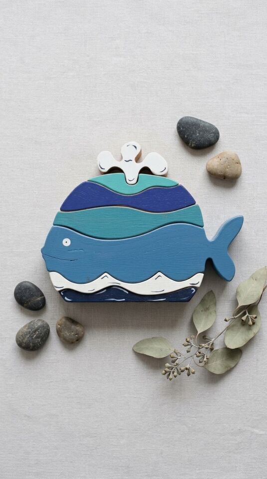 Waldorf Ahşap Su Fışkırtan Balina (17cmx14 cm)
