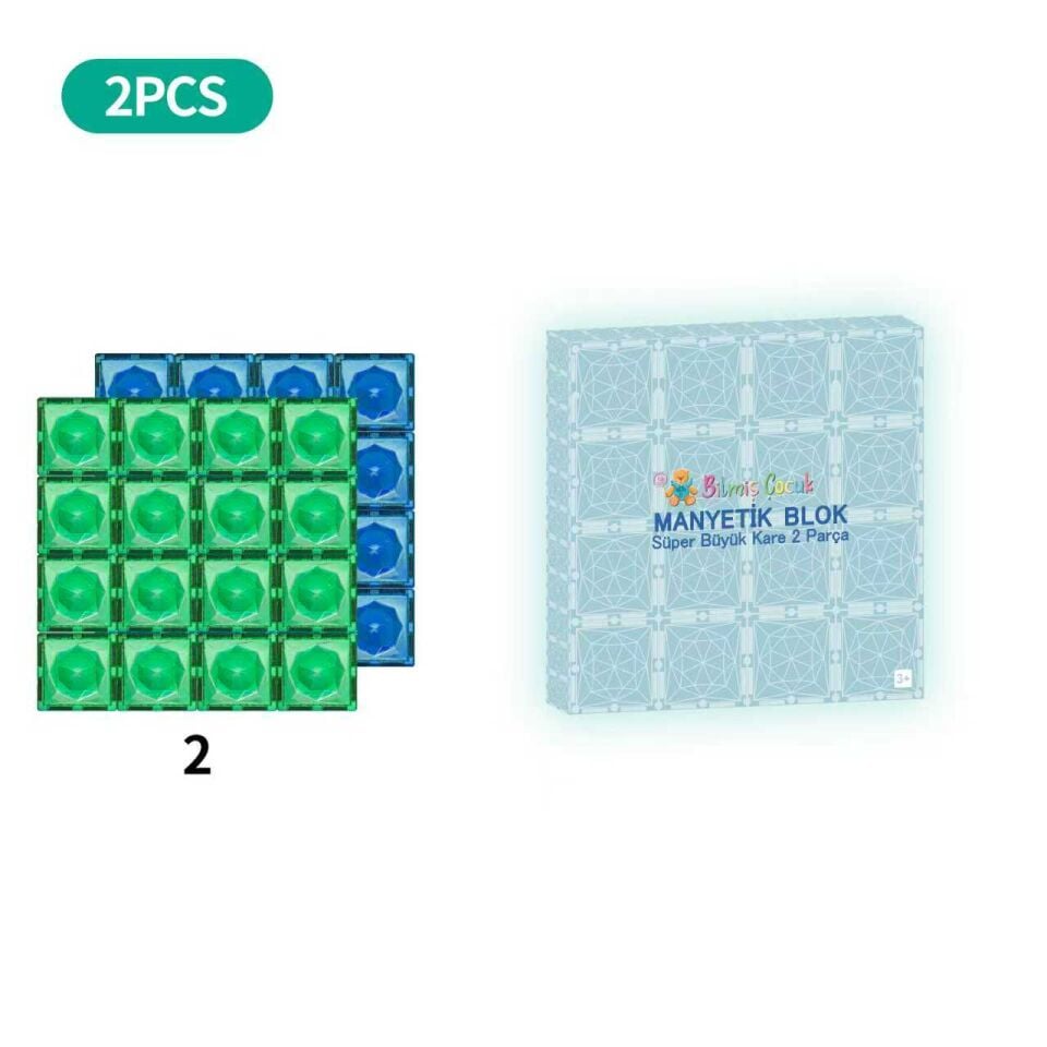 Manyetik Bloklar Süper Büyük Kare Pimli 2 parça