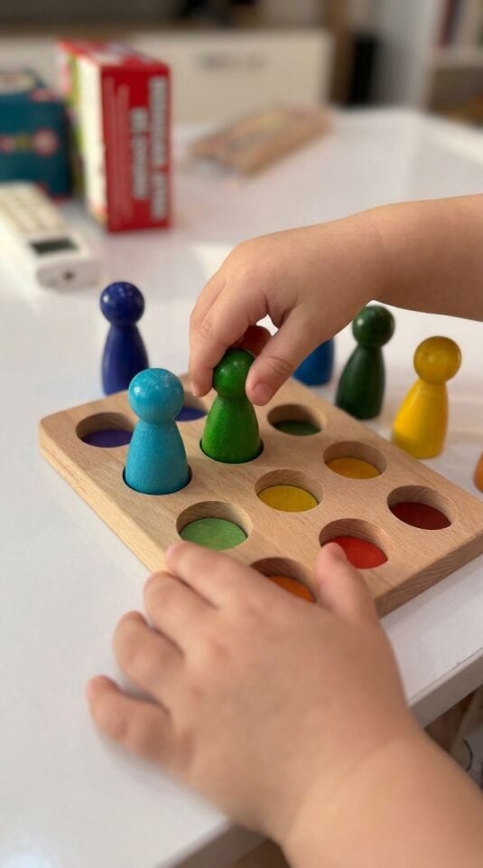 Ahşap Peg Bebek ve Eşleştirme Seti