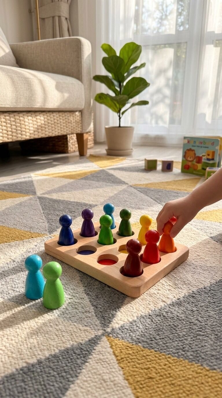 Ahşap Peg Bebek ve Eşleştirme Seti