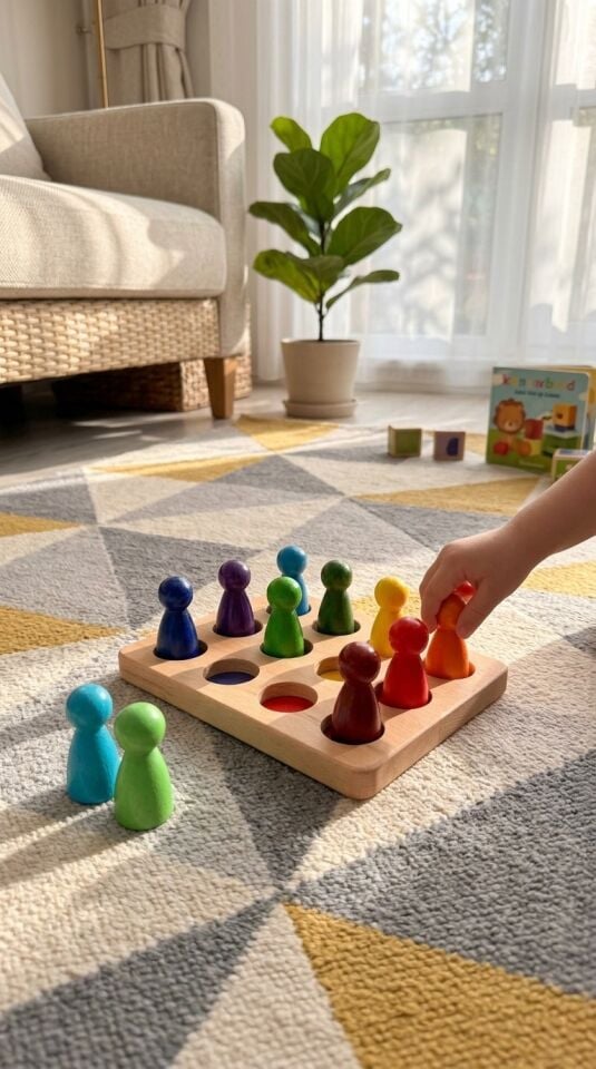 Ahşap Peg Bebek ve Eşleştirme Seti