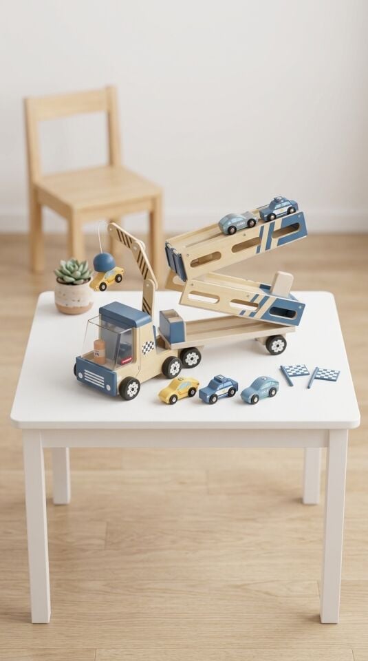 Woody Roll & Race Ahşap Araba Taşıyıcı