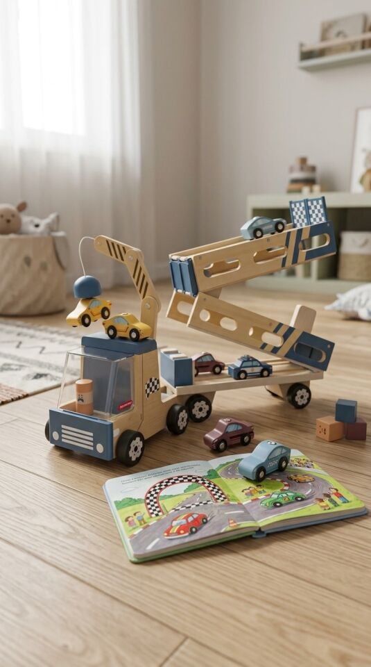 Woody Roll & Race Ahşap Araba Taşıyıcı