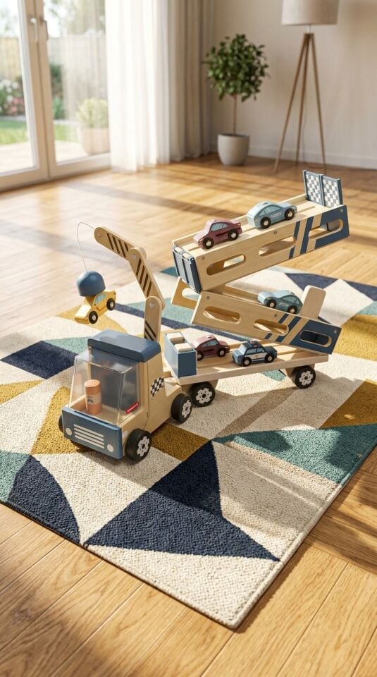 Woody Roll & Race Ahşap Araba Taşıyıcı